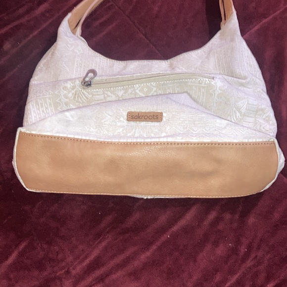SAKROOTS Cream Off White Aztck Print Boho Shoulder Bag Hobo Purse main image 11